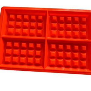 Silicone Waffle Mold for Baking, Non Stick, Dishwasher Safe, Square Shape Set of 2, Red