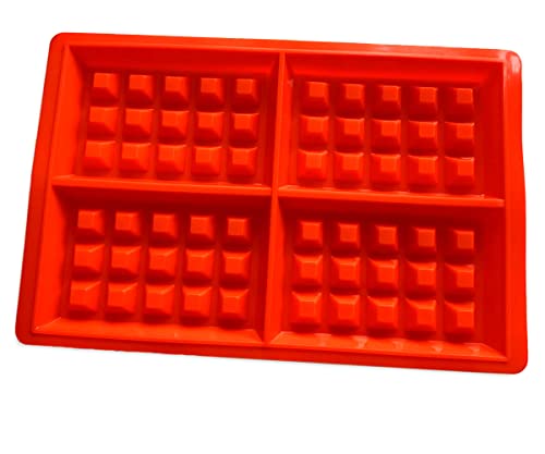 Silicone Waffle Mold for Baking, Non Stick, Dishwasher Safe, Square Shape Set of 2, Red