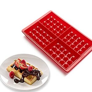 Silicone Waffle Mold for Baking, Non Stick, Dishwasher Safe, Square Shape Set of 2, Red