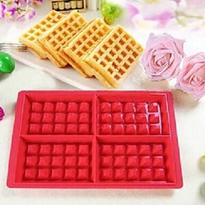 Silicone Waffle Mold for Baking, Non Stick, Dishwasher Safe, Square Shape Set of 2, Red