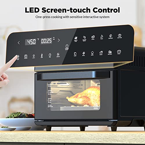 26.3QT/25L Extra-Large Air Fryer Toaster Oven, Convection Oven Countertop, Bake & Broil, 12-in-1 Air Fryer Convection Toaster Oven Combo, Digital Control Multifunction Pizza Oven, Black Nonstick Stainless Steel