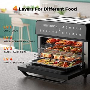 26.3QT/25L Extra-Large Air Fryer Toaster Oven, Convection Oven Countertop, Bake & Broil, 12-in-1 Air Fryer Convection Toaster Oven Combo, Digital Control Multifunction Pizza Oven, Black Nonstick Stainless Steel