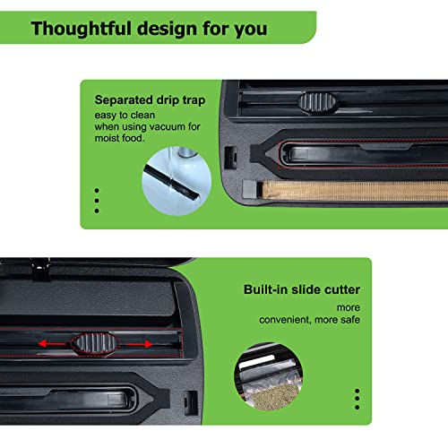 Food Seal Vaccum Sealer, Vacuum Sealer Machine With Dry & Moist Modes, Includes Built-In Cutter, Water Groove And Bags