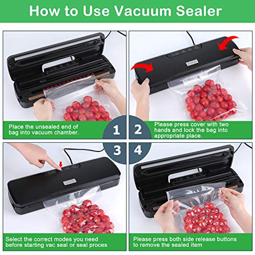 Food Seal Vaccum Sealer, Vacuum Sealer Machine With Dry & Moist Modes, Includes Built-In Cutter, Water Groove And Bags