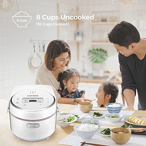 CUCKOO CR-0810F | 8-Cup (Uncooked) Micom Rice Cooker | 9 Menu Options: White Rice, Cake, Soup & More, Nonstick Inner Pot, Designed in Korea | White