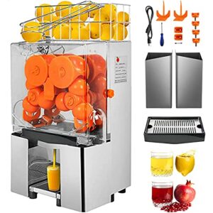 vbenlem commercial juicer machine, 110v juice extractor, 120w orange squeezer for 22-30 per minute, electric orange juice machine w/pull-out filter box sus 304 tank pc cover and 2 collecting buckets