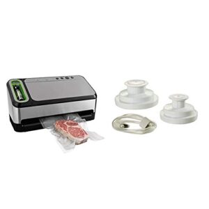 foodsaver v4840 2-in-1 vacuum sealer machine with automatic bag detection and starter kit | silver & regular sealer and accessory hose wide-mouth jar kit, 9.00 x 6.00 x 4.90 inches, white