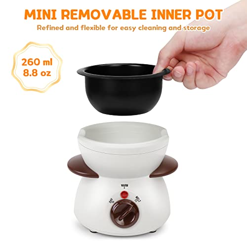 BTToyy Mini Chocolate Fondue Pot,Mini Chocolate Melting Pot,Electric Chocolate Melting Set,Chocolate Warmer,Includes 10 Dipping Forks For Candy,Chocolate,Cheese in Parties 260ML / 8.79OZ (White)