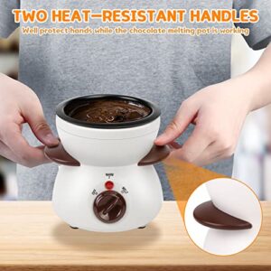 BTToyy Mini Chocolate Fondue Pot,Mini Chocolate Melting Pot,Electric Chocolate Melting Set,Chocolate Warmer,Includes 10 Dipping Forks For Candy,Chocolate,Cheese in Parties 260ML / 8.79OZ (White)