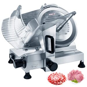 Zica 10" Chrome-plated Carbon Steel Blade Electric Deli Meat Cheese Food Ham Slicer Commercial and for Home use ZBS-10A