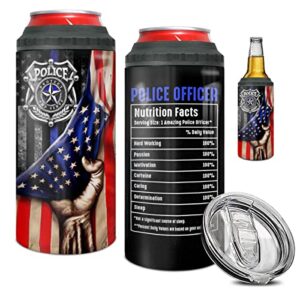 winorax thin blue line police nutrition facts 4-in-1 tumbler can cooler gifts for men police academy graduation cops officer american flag