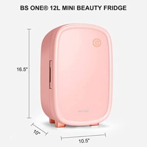 BS ONE Skincare Fridge 12 Liter, 10°C/50°F + Intelligent Constant Temperature Control Mini Fridge for Comestic Storage, Professional Beauty Fridge for Skin Care