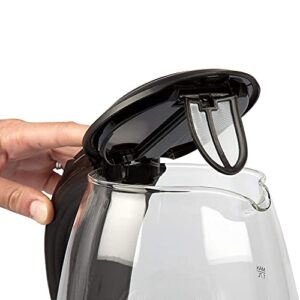 Stainless Steel Electric Water Kettle 1.7 Liter, Fast Heating with Auto Shut-Off and Boil-Dry Protection, Cordless, LED Light Indicator, Black