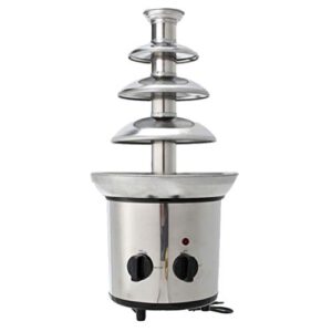 hemoton 4 tiers chocolate fountain stainless steel chocolate fondue fountain, 2-pound capacity, easy to assemble, perfect for nacho cheese, bbq sauce, ranch, liqueurs