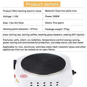 Electric Mini Stove Single Electric Flat Cast Iron Heating Plate Burner 500W Mini Stove Hot Plate Multifunctional Home Heater (US)