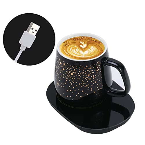 Chauffee CHAUFFEE Coffee Mug Warmer with Mug Set, Auto Shut Off Gravity-Induction, Smart USB Coffee Cup Warmer for Desk. Father's Day, Birthday Gifts for Men and Women (Mug Included), Black (CH001)