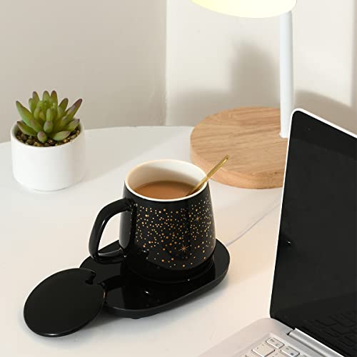 Chauffee CHAUFFEE Coffee Mug Warmer with Mug Set, Auto Shut Off Gravity-Induction, Smart USB Coffee Cup Warmer for Desk. Father's Day, Birthday Gifts for Men and Women (Mug Included), Black (CH001)