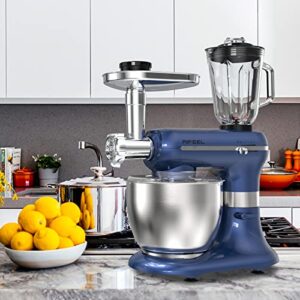 Aifeel Stand Mixer, 6 in 1 Multifunctional Electric Kitchen Mixer 800W 5 Speed with 1.5L juice cup,6.5 QT Bowl, Dough Hook, Whisk, Beater,Meat Grinder , Blender, Sausage Kit (blue)