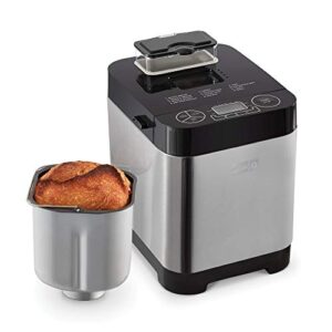 Dash Everyday Stainless Steel Bread Maker, Up to 1.5lb Loaf, Programmable, 12 Settings + Gluten Free & Automatic Filling Dispenser - Black