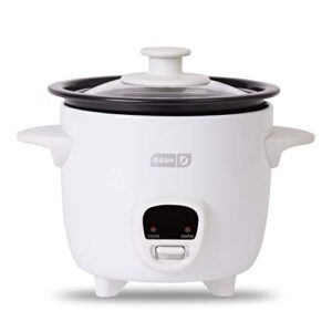 Dash DRCM200GBWH04 Mini Rice Cooker Steamer with Removable Nonstick Pot, White & DMW001WH Machine for Individual, Paninis, Hash Browns, & other Mini waffle maker, 4 inch, White