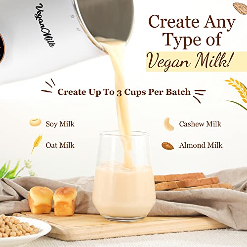 Soy Milk Maker Machine - 8 in 1 Vegan Nut Milk Maker - Nut Milk Machine Works As: Almond Milk Maker, Oat Milk Maker, Soymilk Machine, & Soup Maker Machine. Make Creamy Smoothies- Recipe Book Included