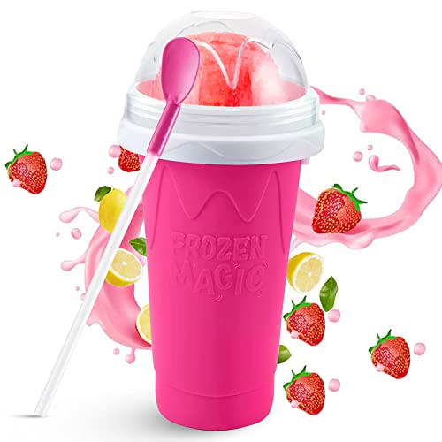 Slushy Cup, Smoothies Cup, Slushie Cup, Homemade Milk Shake Maker Frozen Magic DIY (Pink)