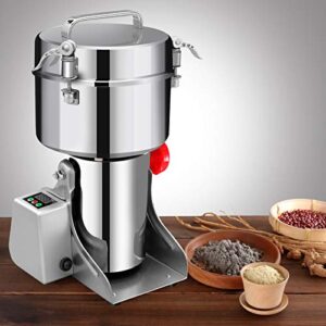 BI-DTOOL 1000g Electric Grain Mill Grinder 304 Stainless Steel Pulverizer Grinding Machine Commercial Corn Mill for Kitchen Herb Spice Coffee with LCD Digital Display