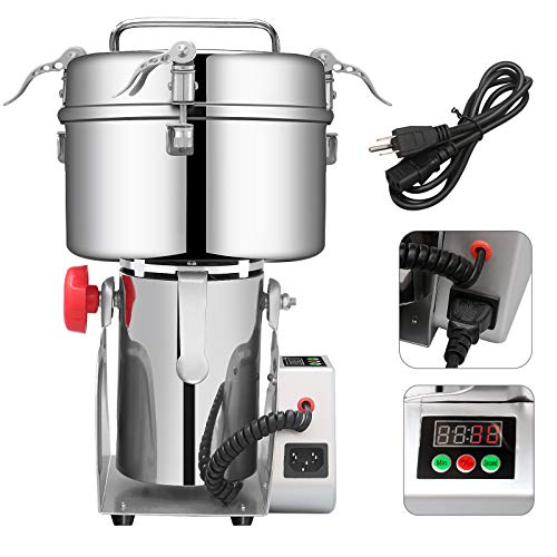 BI-DTOOL 1000g Electric Grain Mill Grinder 304 Stainless Steel Pulverizer Grinding Machine Commercial Corn Mill for Kitchen Herb Spice Coffee with LCD Digital Display