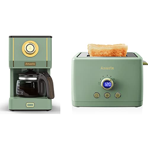 Amaste Retro Coffee Maker & Toaster Set- Matcha Green