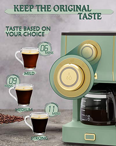 Amaste Retro Coffee Maker & Toaster Set- Matcha Green