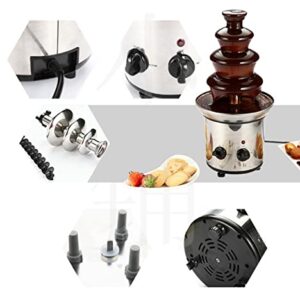 CHOLISM Chocolate Fondue Fountain Machine, 4 TIER 3-Pound Capacity Stainless Steel Fondue Fountain for Chocolate Nacho Cheese, BBQ Sauce, Ranch, Liqueurs