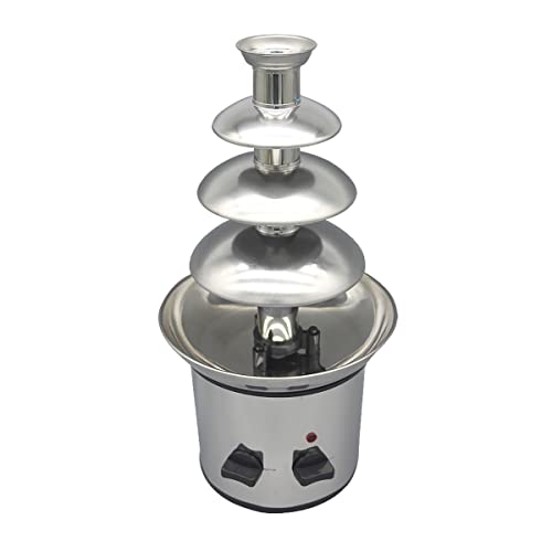 CHOLISM Chocolate Fondue Fountain Machine, 4 TIER 3-Pound Capacity Stainless Steel Fondue Fountain for Chocolate Nacho Cheese, BBQ Sauce, Ranch, Liqueurs