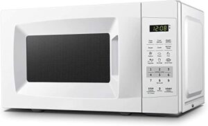 countertop microwave oven with sound on/off, eco mode and easy one-touch buttons, 0.7 cu ft/700w, pearl white