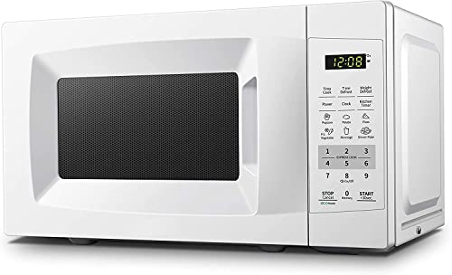 Countertop Microwave Oven with Sound On/Off, ECO Mode and Easy One-Touch Buttons, 0.7 Cu Ft/700W, Pearl White