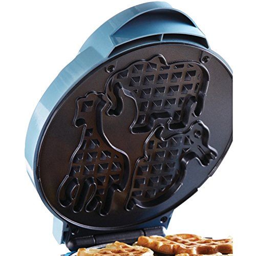 Brentwood Animal Shape Waffle Maker Machine, Non-Stick, Blue