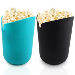 silicone microwave popcorn popper maker reusable popcorn buckets single serve portion popcorn bowls set for family dishwasher safe 2 piece