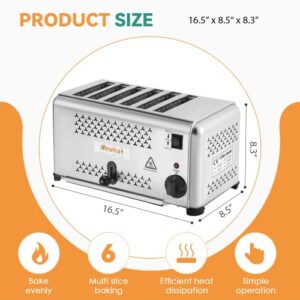 Newhai Commercial Toaster Bread Baking Machine 6 Slices 0.6 Inch Slot for Restaurant 110V