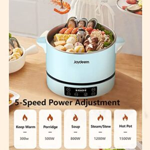 Joydeem Smart Lifting Electric Hot Pot, Steamer and Low Sugar Rice Cooker, Shabu Shabu Hot Pot, Food Grade Stainless Steel, 1500W, 4L