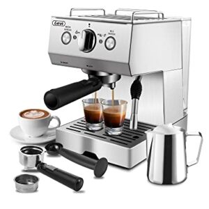 Espresso Machines 15 Bar with Adjustable Milk Frother Wand Expresso Coffee Machine for Cappuccino, Latte, Mocha, Machiato, 1.5L Removable Water Tank, Double Temperature Control System, 1100W, Black