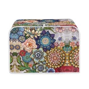 jeocody bright blossoms toaster covers 2 slice wide slot dustproof fingerprint protectors and greasy protection anti-sputtering machine washable women gift