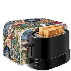 JEOCODY Bright Blossoms Toaster Covers 2 Slice Wide Slot Dustproof Fingerprint Protectors and Greasy Protection Anti-sputtering Machine Washable Women Gift