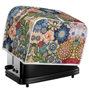 JEOCODY Bright Blossoms Toaster Covers 2 Slice Wide Slot Dustproof Fingerprint Protectors and Greasy Protection Anti-sputtering Machine Washable Women Gift