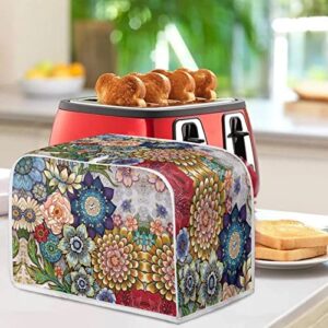 JEOCODY Bright Blossoms Toaster Covers 2 Slice Wide Slot Dustproof Fingerprint Protectors and Greasy Protection Anti-sputtering Machine Washable Women Gift