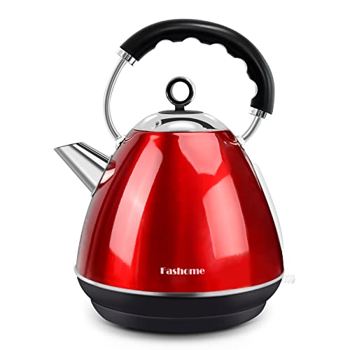 FASHOME Electric Kettle, Anti-Tip Design for Family with Children and Elderly, 1.7L Tea Kettle Stainless Steel Kettle with Filter & LED Lighting Switch, Boil Dry Protection and 3-7Min Fast Heating.