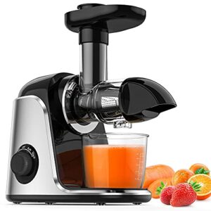 juicer machine, slow masticating juicer with 2 speed modes & reverse function, easy to clean juicer bpa-free cold press juicer with quiet motor, includes cleaning brush & recipes for vegetables and fruits