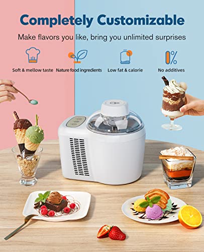 Ice Cream Maker Machine, Haimmy 700ml Automatic Electric Gelato Machine with 2 Modes, No Pre-Freezing Required, Keep Cool 4 Hours, Homemade Soft Serve Ice Cream Frozen Yogurt Sorbet Dessert Maker