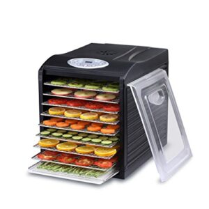Samson "Silent" 9 Stainless Steel Tray Dehydrator with Digital Timer and Temperature Control for Fruit, Vegetables, Beef Jerky, Herbs, Dog Treats, Fruit Leathers and More
