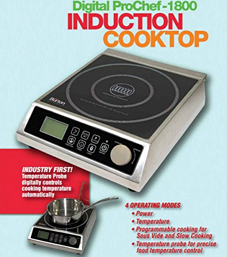 Max Burton 6515 Digital ProChef-1800 Induction Cooktop, Digital Controls, 10 Adjustable Watt and 15 Temperature Settings, Timer, Program Lock, Programmable Cooking, 1800W, 120V