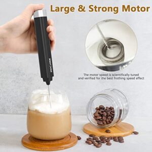 MOCTEEK Milk Frother, Handheld Mini Foamer Maker for Latte Coffee, Cappuccino, Hot Chocolate,Matcha, Frappe (Black)