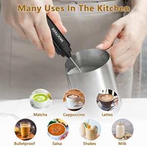 MOCTEEK Milk Frother, Handheld Mini Foamer Maker for Latte Coffee, Cappuccino, Hot Chocolate,Matcha, Frappe (Black)